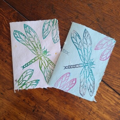 Dragonfly Block Printed Note Card