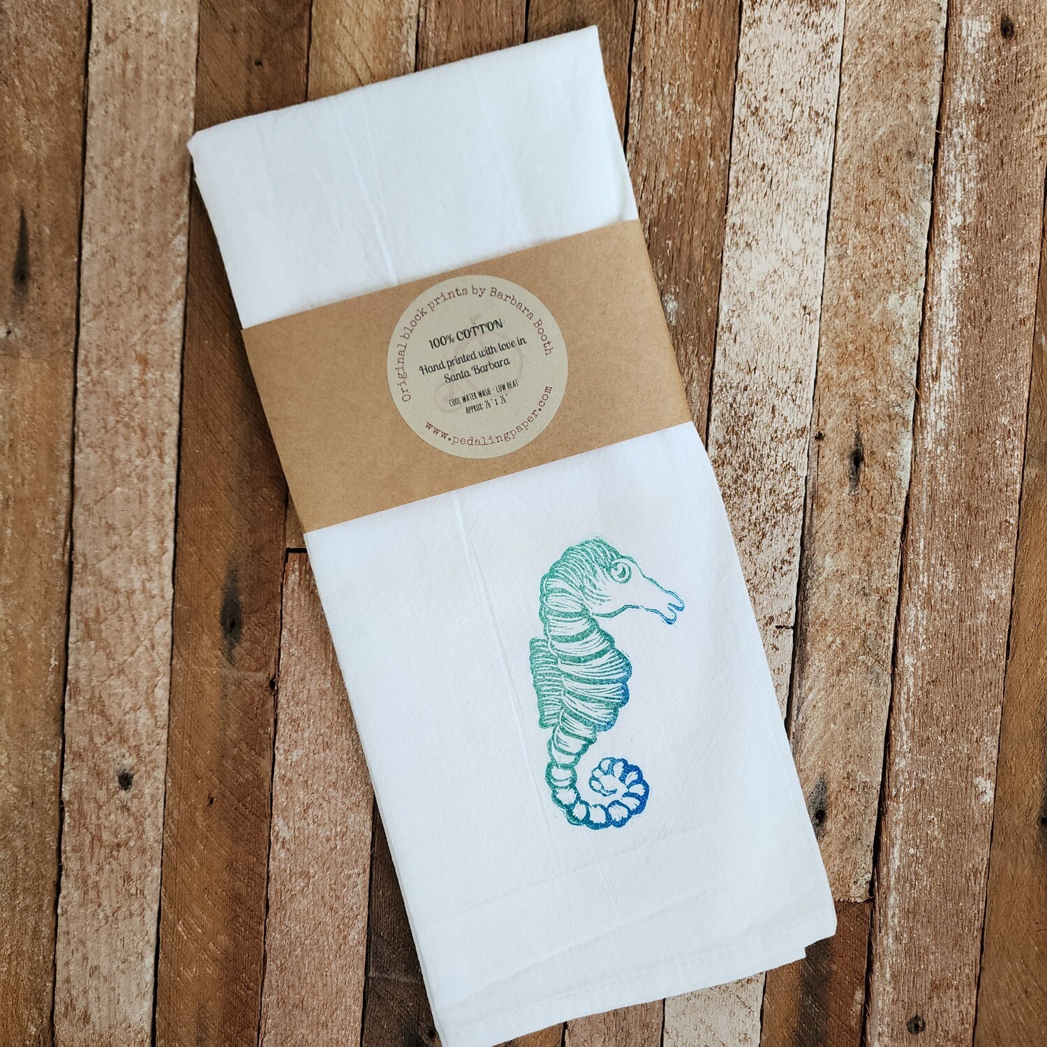 &quot;I Sea Horses&quot; 100% Cotton Tea Towel