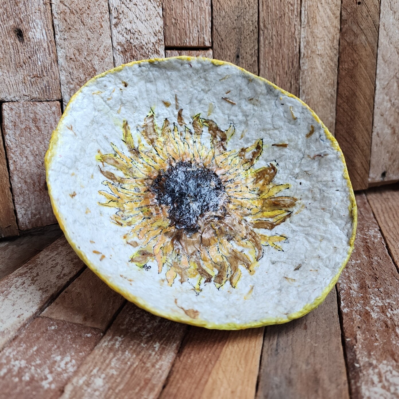 **SOLD **Sunflower IV -  Paper Pulp Bowl