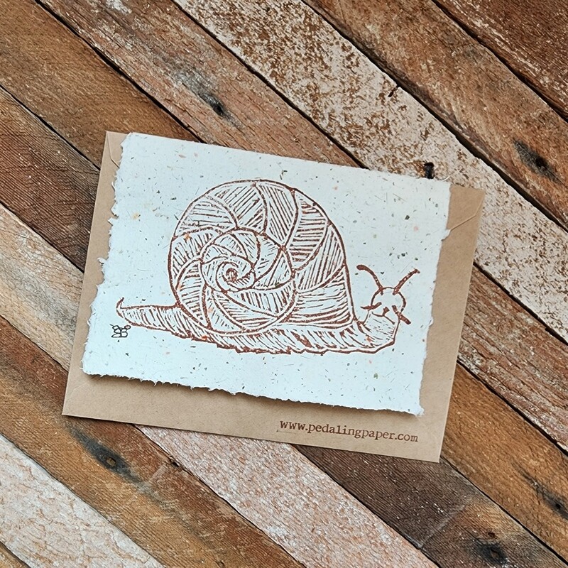 Garden Snail -  Block printed card