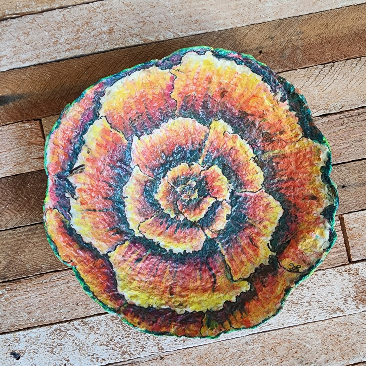 **On consignment ** Marigold Inspired Paper Pulp Bowl