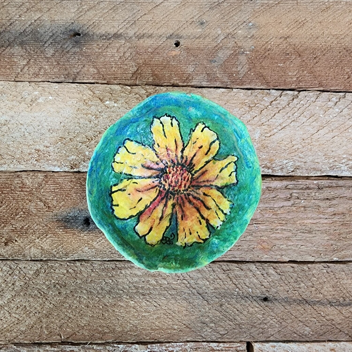 SOLD** Mini Coreopsis Inspired Paper Pulp Bowl