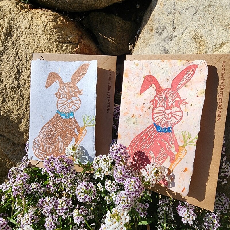 "Miss-Chievous Bunny" Handmade Paper Notecard