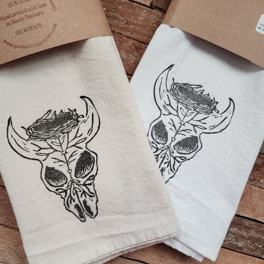 &quot;Genesis/Terminus&quot;  Hand-printed Tea Towel