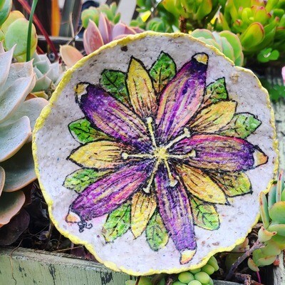 **SOLD** "Passion Flower" Paper Pulp Bowl