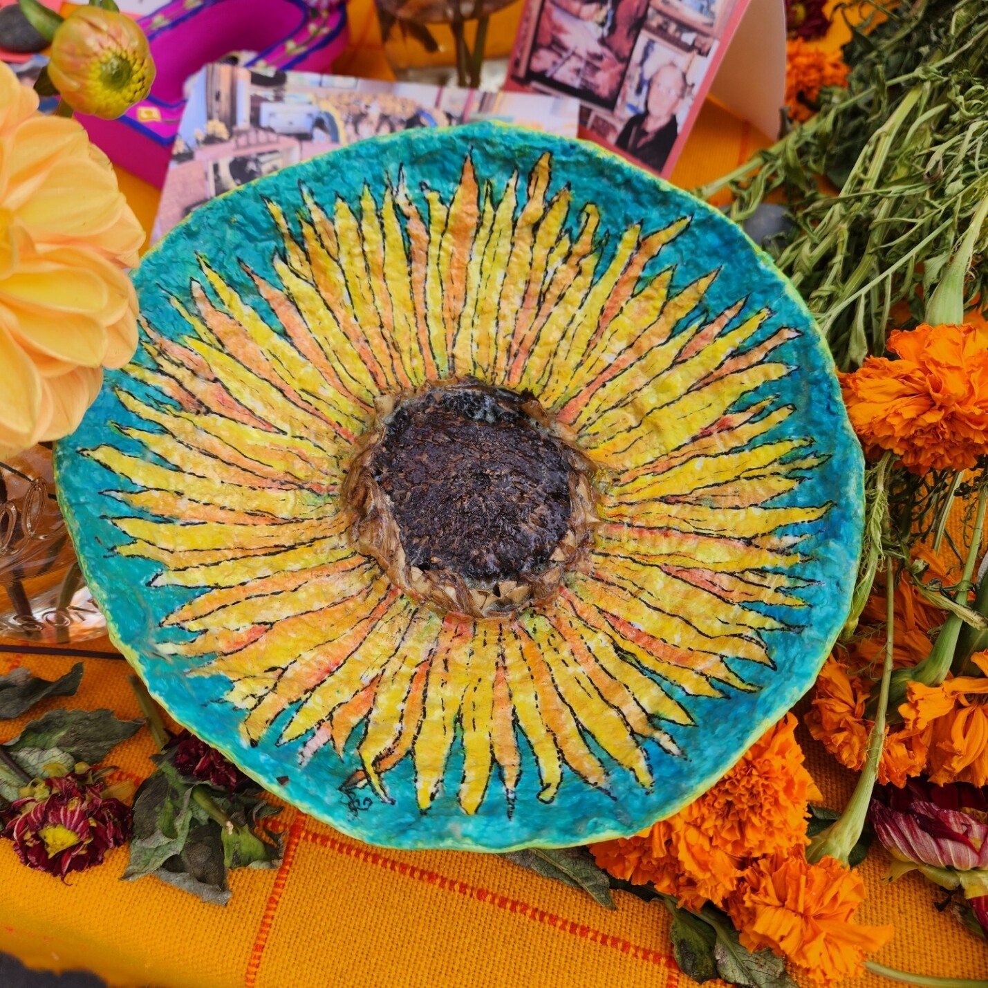 SOLD*** &quot;Sunflower&quot; Handmade Paper Bowl (One of a kind)