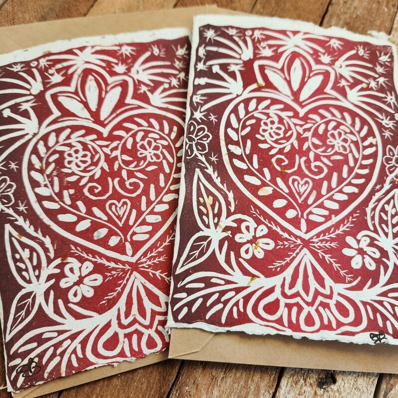 "Queen of Hearts" - Greeting Card - Handmade paper