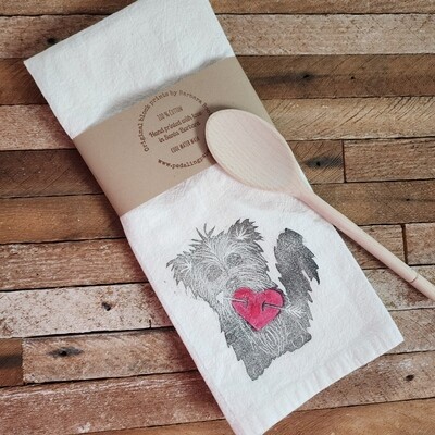 &quot;I Chews You&quot; - Block Printed Tea Towel