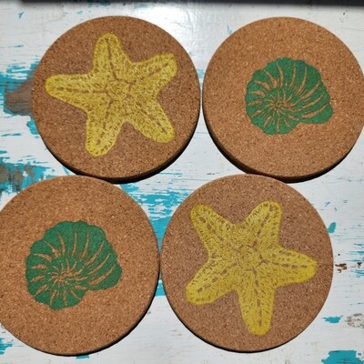 Ocean Themed Block Printed Coasters