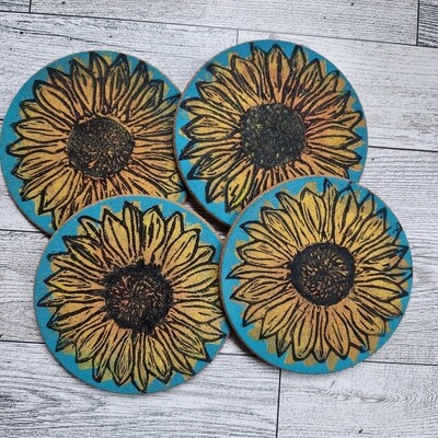 Sunflower  Block Printed Coasters