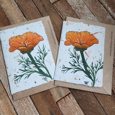 &quot;Poppy 2.0&quot; Handmade Paper Note Card