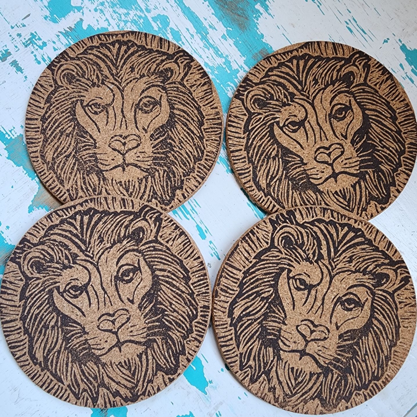 Leo the Lion  Block Printed Coasters