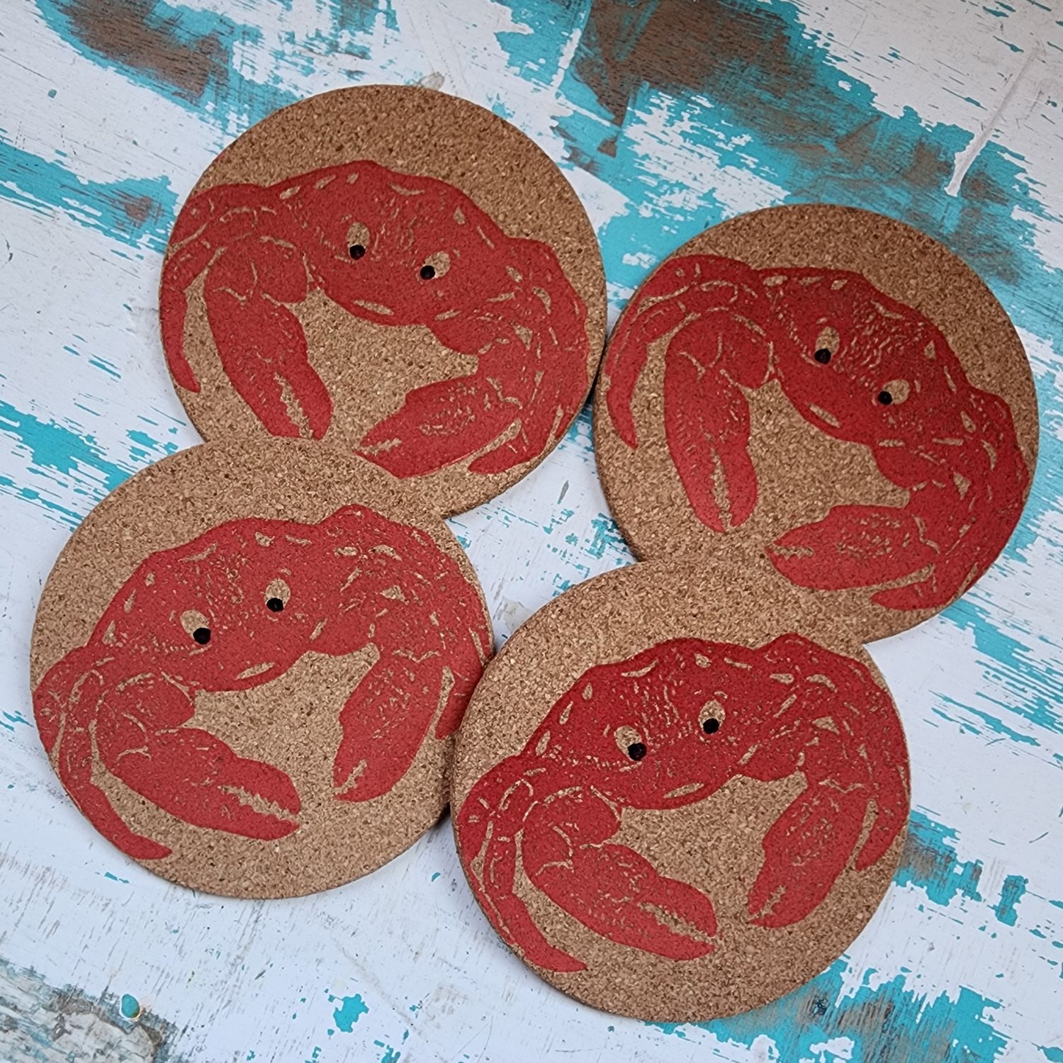 Cancer the Crab  Block Printed Coasters