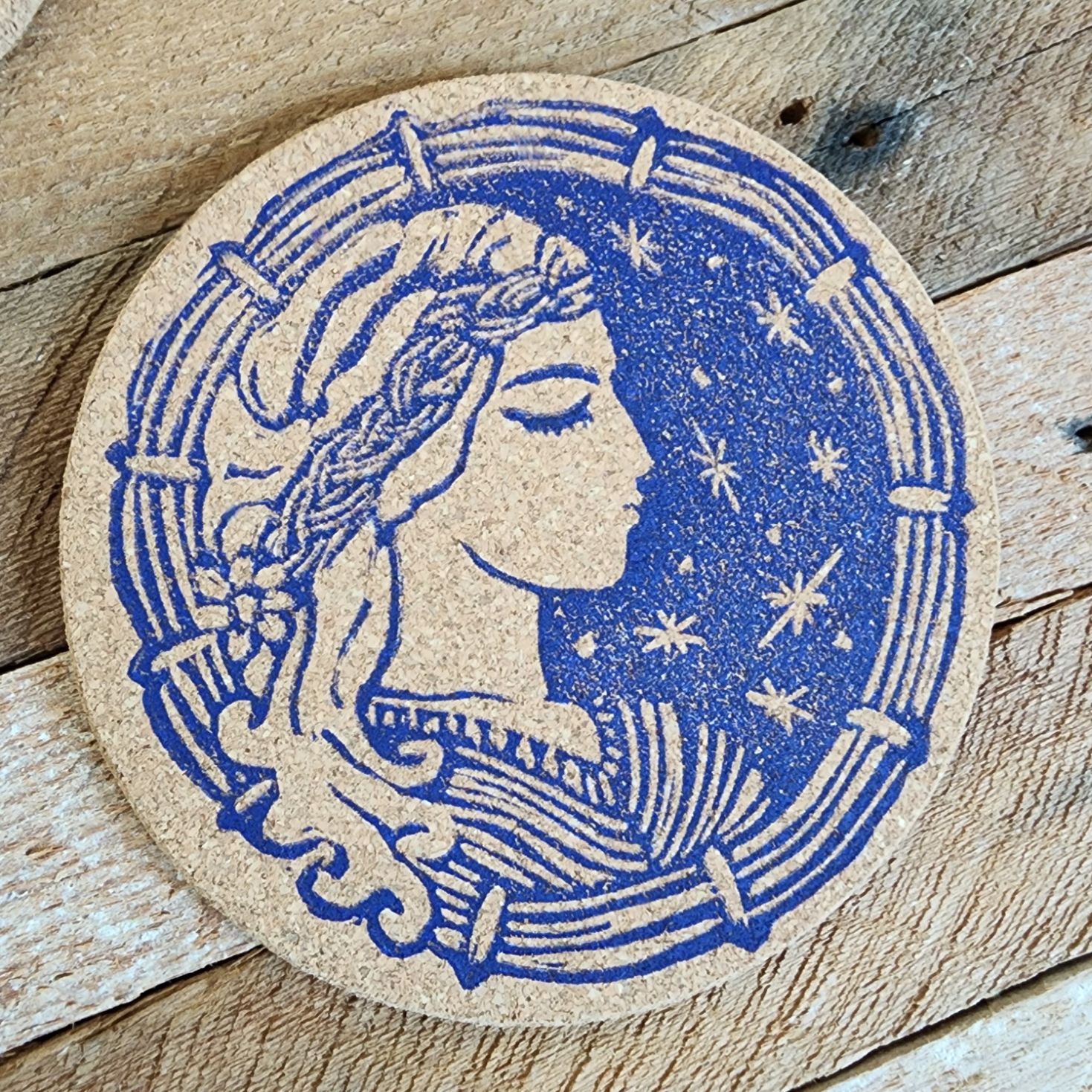 &quot;Virgo&quot;  Block Printed Coasters