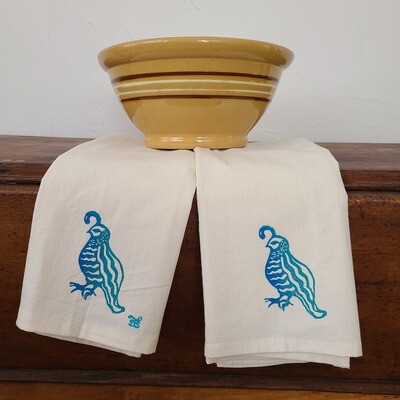 "Q is for Quail"  100% Cotton Tea Towel