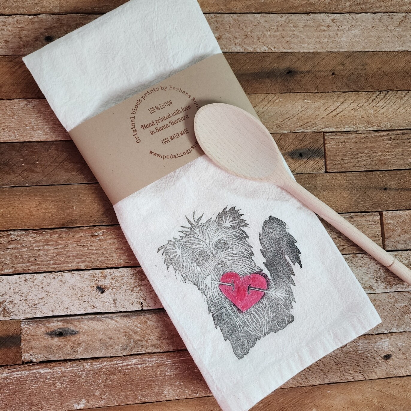 "I Chews You" - Block Printed Tea Towel