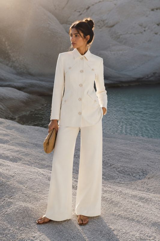 Pantalón Alma Blanco Botones Dorados