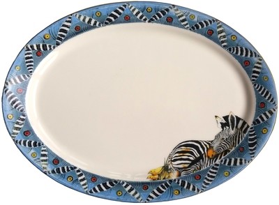Oval Platter 16&quot; x 12&quot; Zebra