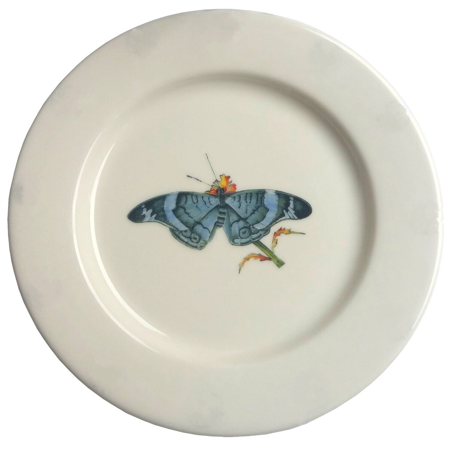 Bread Plate Blue Butterfly 7.5"