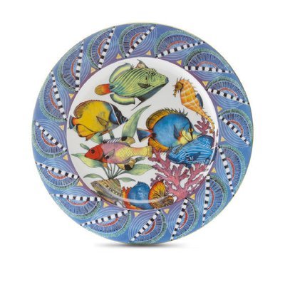 Dinner Plate Quill 10.4&quot; with gold rim