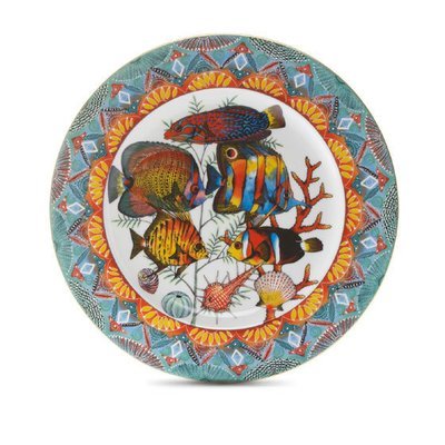 Dinner Plate Fan 10.4&quot; with gold rim