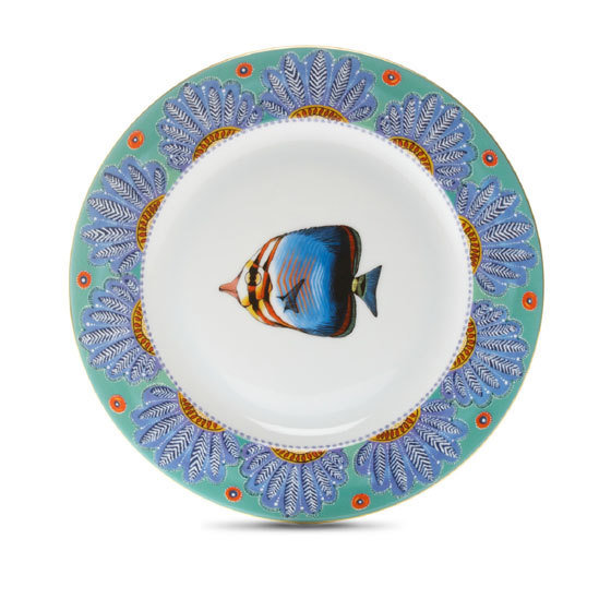 Salad Plate Feathers 8.7&quot; with gold rim