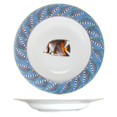 Soup Plate Quill 8.7&quot; with gold rim