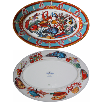 Oval Platter 10.4&quot; with gold rim