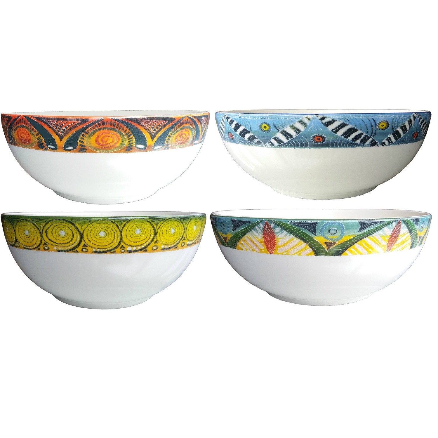 Set of 4 Large Salad Bowls Kudu,Zebra,Cheetah,Leopard FREE SHIPPING