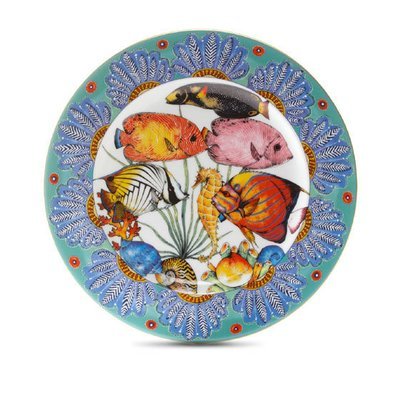 Dinner Plate Feathers 10.4" with gold rim