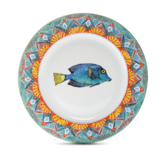 Salad Plate Fan 8.7" with gold rim