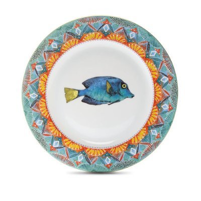 Salad Plate Fan 8.7" with gold rim