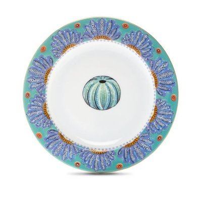 Bread Plate Feathers 6" with gold rim
