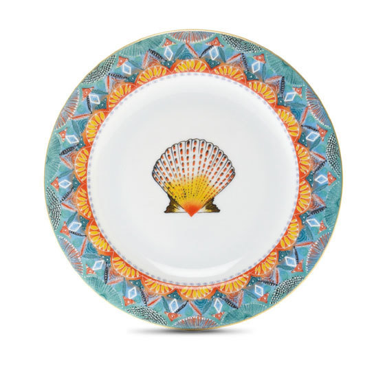 Bread Plate Fan 6" with gold rim