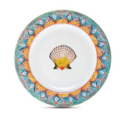 Bread Plate Fan 6" with gold rim