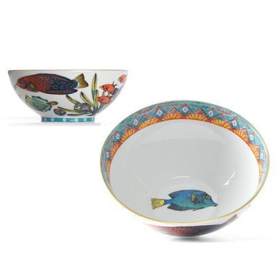 Cereal Bowl Fan 6.3" with gold rim