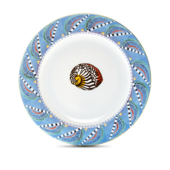 Bread Plate Quill 6" with gold rim