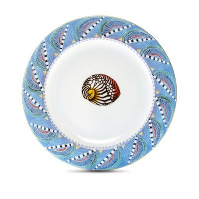 Bread Plate Quill 6" with gold rim