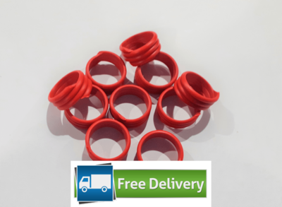 Spiral Poultry Leg Rings 20mm (Pack of 10) RED