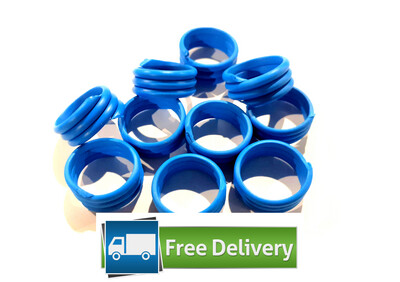 Spiral Poultry Leg Rings 16mm (Pack of 10) BLUE