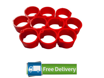 Spiral Poultry Leg Rings 16mm (Pack of 10) RED