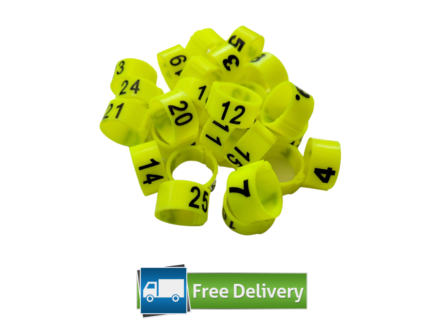 Numbered Poultry / Pigeon Leg Rings 8mm (Pack of 25) YELLOW