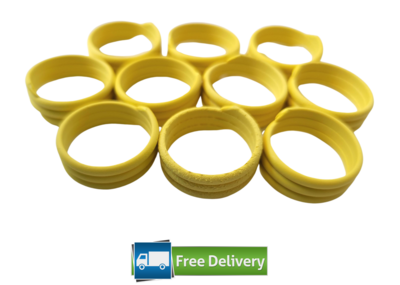 Spiral Poultry Leg Rings 16mm (Pack of 10) YELLOW