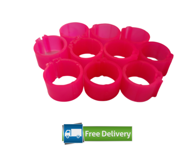 Clip Poultry Leg Rings 10mm (Pack of 10) DARK PINK