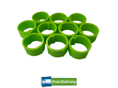 Clip Poultry Leg Rings 14mm (Pack of 10) LIME GREEN