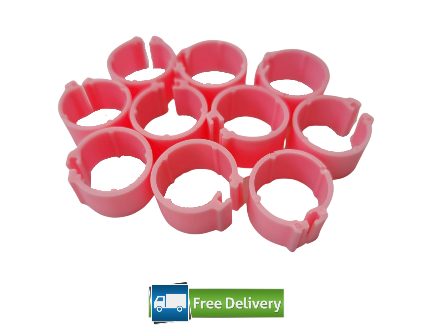 Clip Poultry Leg Rings 12mm (Pack of 10) LIGHT PINK