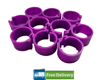 Clip Poultry Leg Rings 12mm (Pack of 10) PURPLE