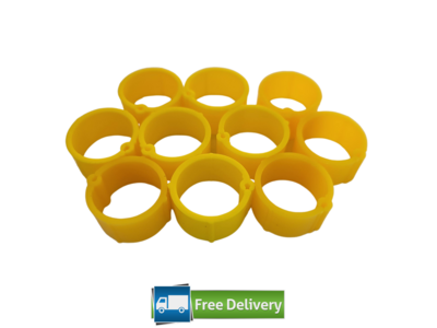 Clip Poultry Leg Rings 16mm (Pack of 10) YELLOW