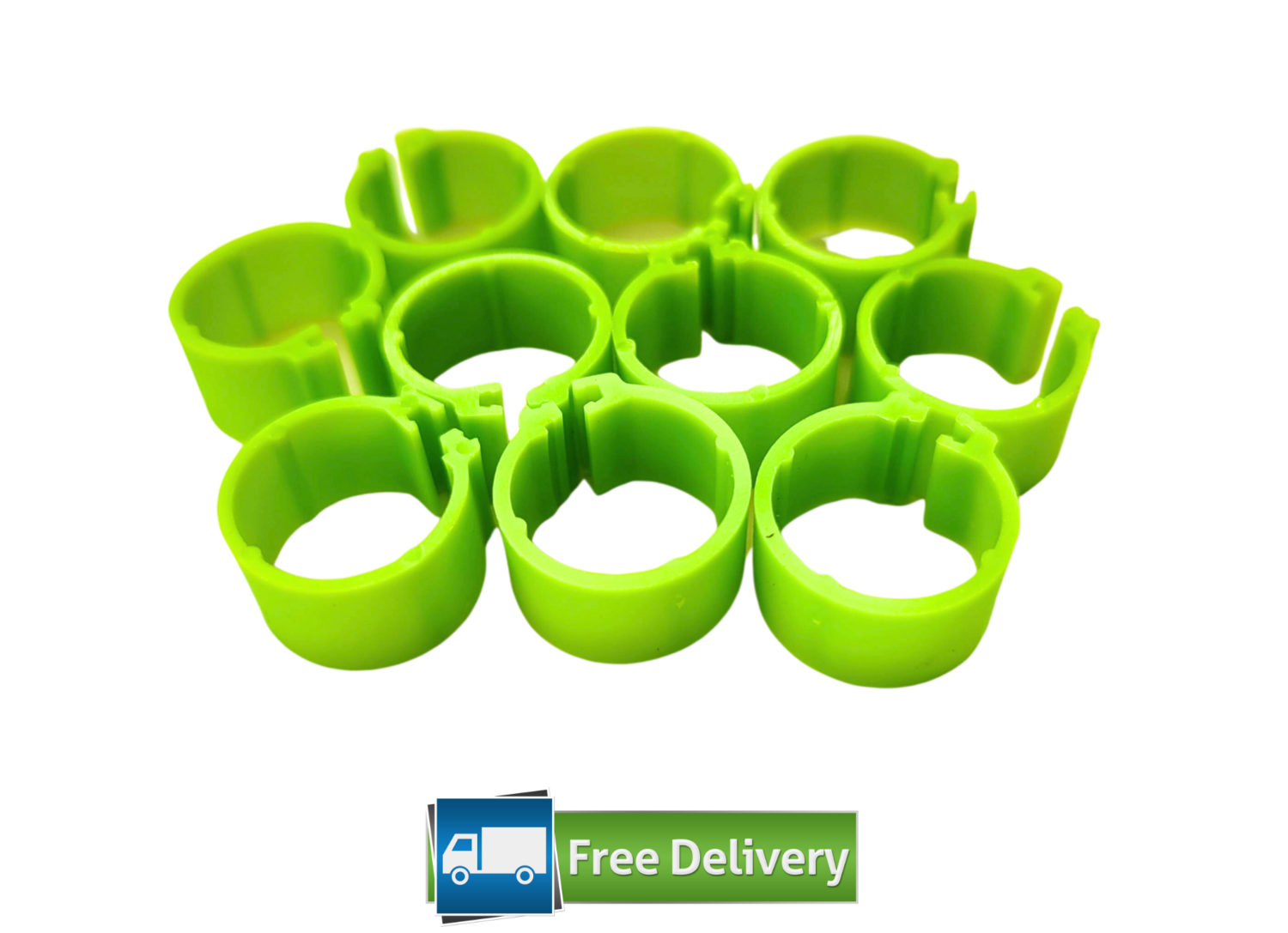 Clip Poultry / Pigeon Leg Rings 8mm (Pack of 100) LIGHT GREEN