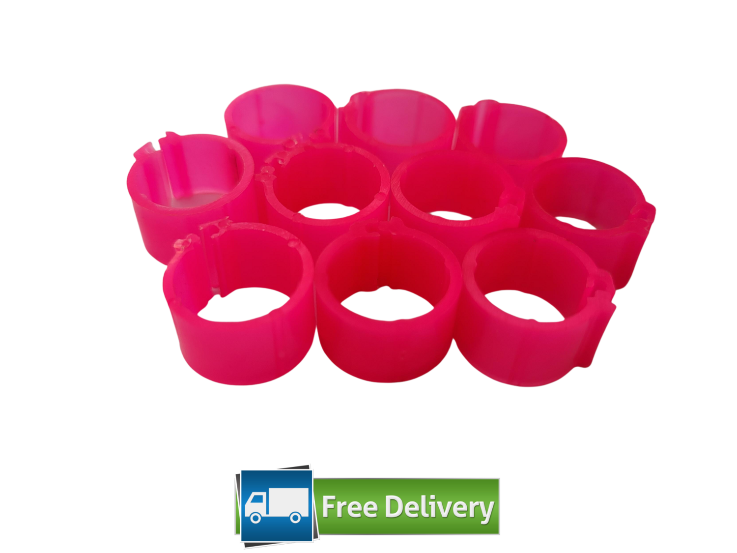 Clip Poultry / Pigeon Leg Rings 8mm (Pack of 100) DARK PINK